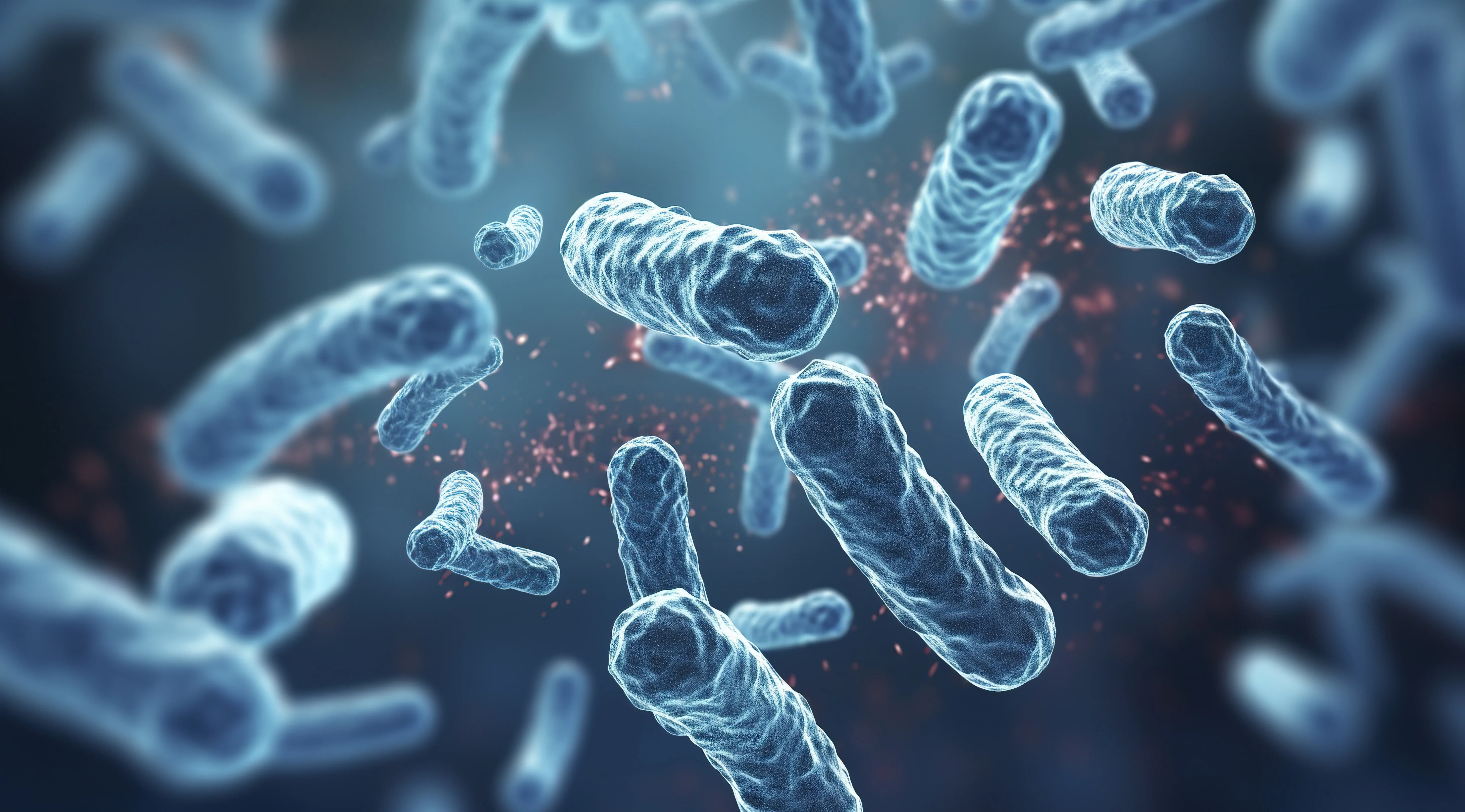 Bakteria Legionella pneumophila pod mikroskopem — zagrożenie mikrobiologiczne w instalacjach wody (ilustracja wygenerowana z pomocą AI)