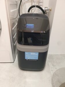 Graphite EcoWater water softener installed on a domestic water system